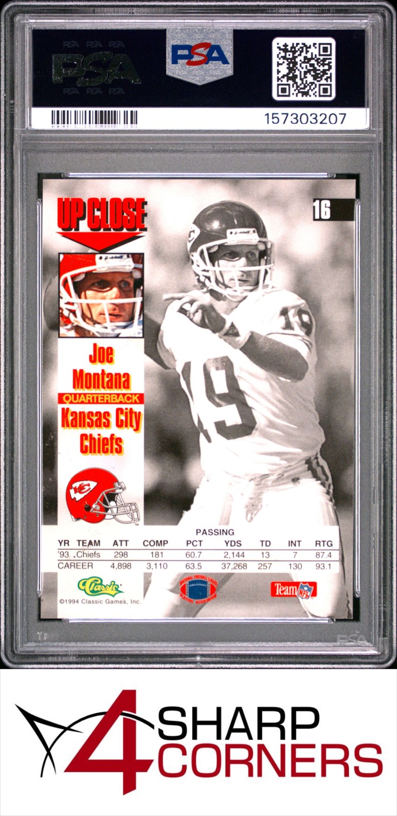 1994 IMAGES #16 JOE MONTANA CHIEFS HOF PSA 10 view 2