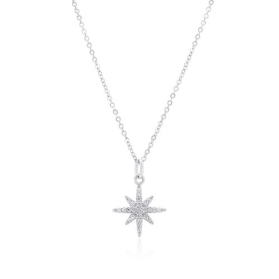 #ad 925 Sterling Silver North Star Moissanite Pendant Necklace Rhodium Plated Iced $79.99