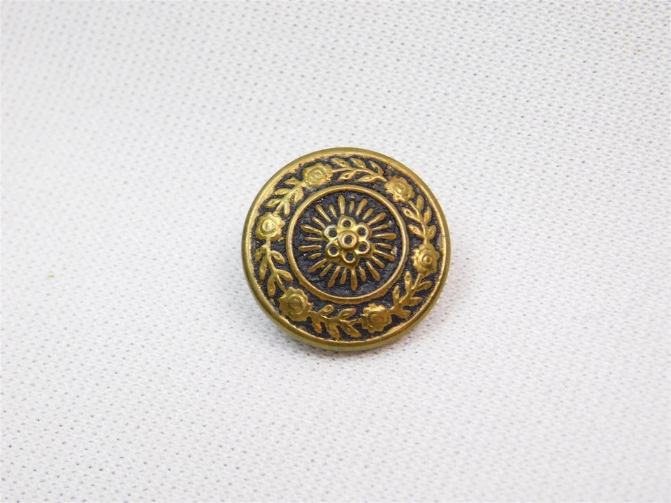 15 Antique Gold Tone Metal Design Shank Buttons Up To 7/8" 5 Pair 5 Singles Vtg - Image 4 of 4