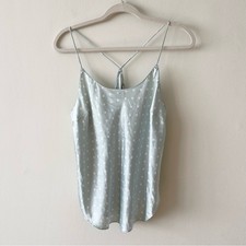 Victoria  s Secret Satin Cami Sleepwear Top Woman  s size M Seledyn Green White