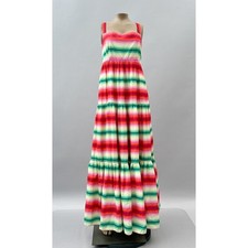 J. Crew Tiered Striped Colorful Maxi Dress Multi Women's Size 14 Style AK672