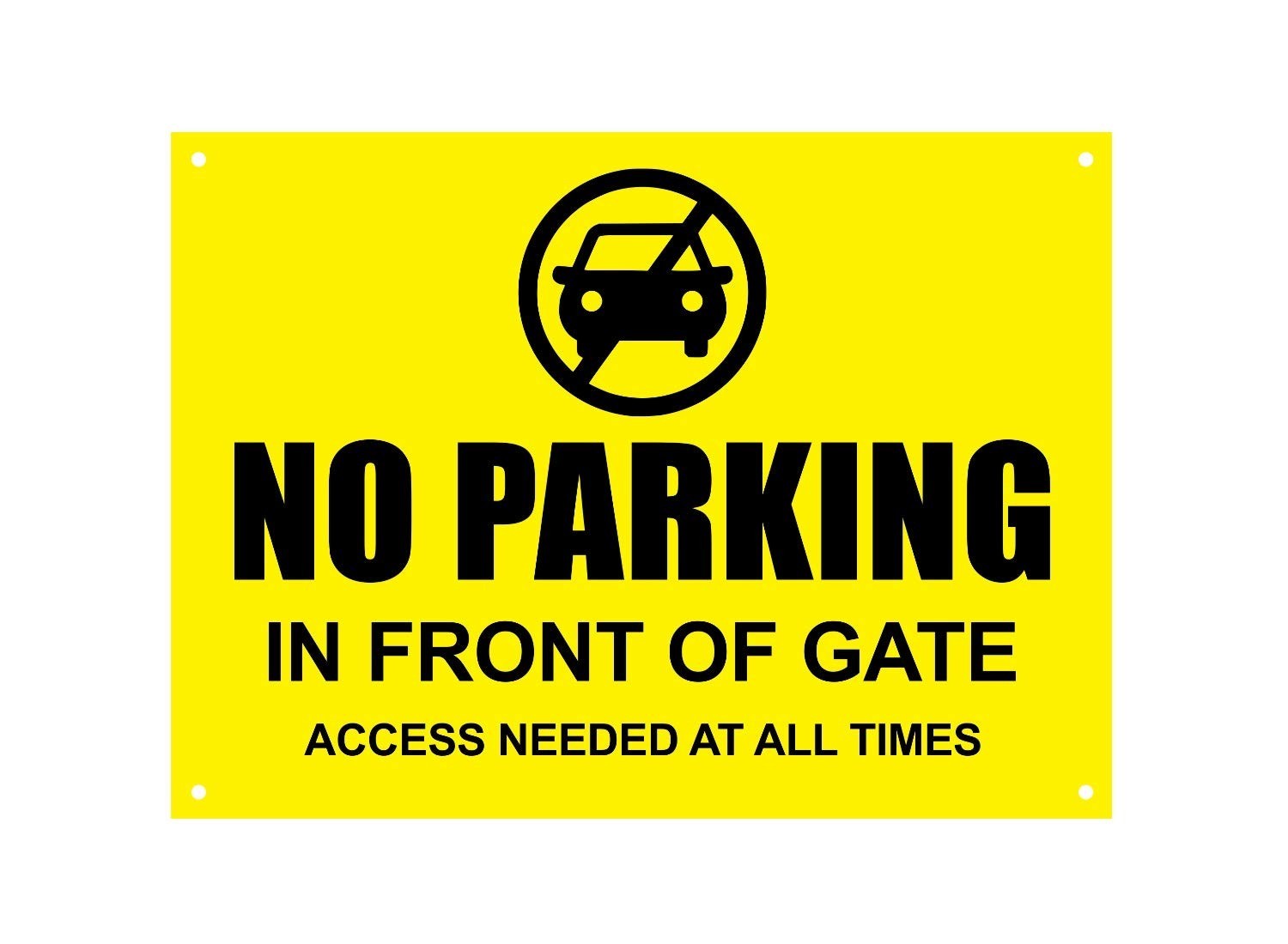 No Parking In Front Of Gate Sign - Yellow ACM A4 3mm 4 Holes