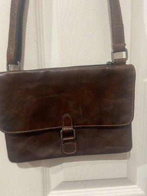 Jack Georges Voyager Brown Leather Cross Body Wallet Messenger Bag Purse 6x9 In