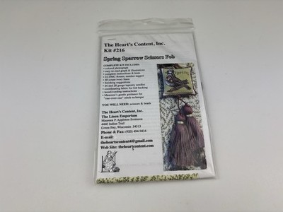 The Heart s Content Spring Sparrow Scissors Fob Counted Cross Stitch Kit 6S
