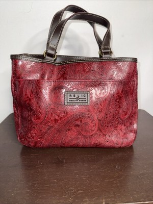 Relic Red Paisley Embossed Women s Handbag Satchel Red Top Handle Tote Bag