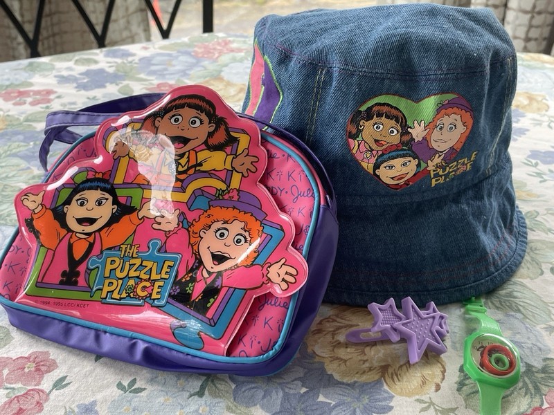 VTG 1990s the Puzzle Place Toddler Denim Hat with Purse 1994