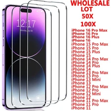 Wholesale Bulk Lot Tempered Glass Screen Protector For iPhone 17 16 15 14 13 12