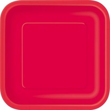 Piatti di Carta Quadrati Rosso Rubino, 23 cm, per Feste ed Eventi, Cf. 14