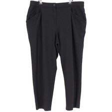 Eileen Fisher Women's Black Wool Pleated Tapered Trousers Size L Business Office