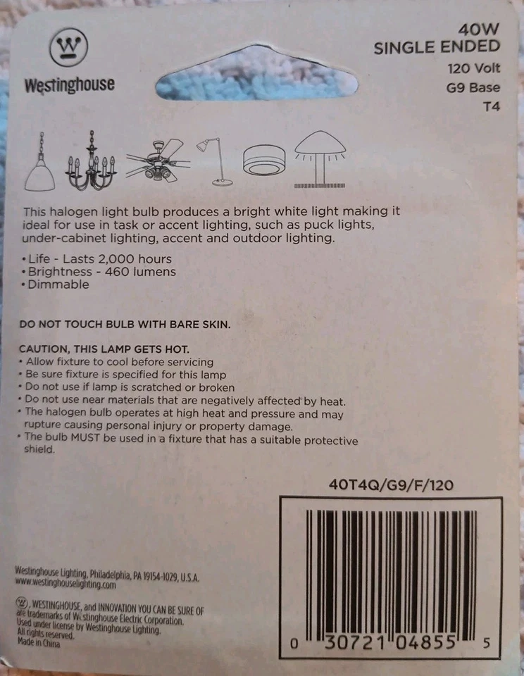 3 Frosted Westinghouse 40W G9 Base Dimmable Bulbs G79 - Image 2 of 2