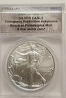 2021 (P) SILVER EAGLE ANACS MS70 FS EMERGENCY ISSUE STRUCK @ PHILADELPHIA LABEL