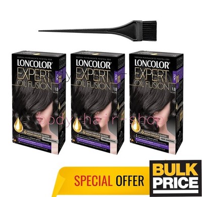 Loncolor Expert 1.0 Black Hair Color Cream Deep Elegant Natural-Looking 3-Pack