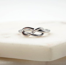 Sterling Silver Knot Ring   Handmade Celtic Love Knot Minimalist Band AH005