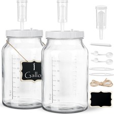 2 Pack 1 Gallon Fermentation Jars Wide Mouth Mason Jars w/ Screw Lids  Airlocks