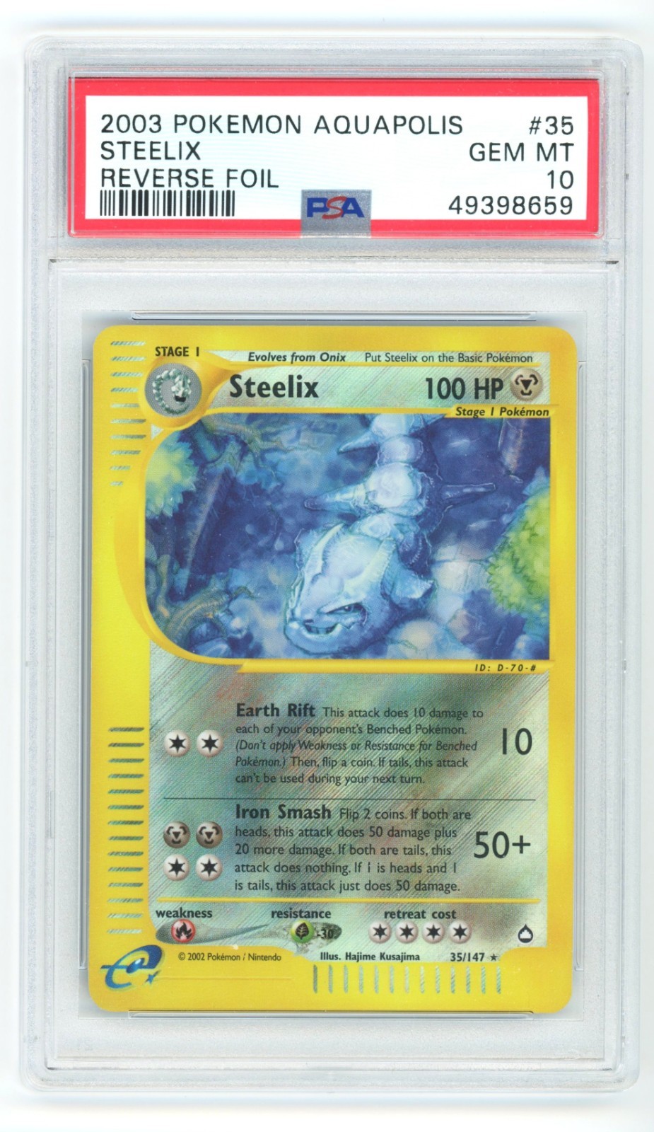 PSA 10 Steelix Reverse Holo 35/147 Aquapolis Pokemon 2003 - POP 15