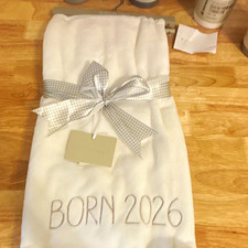 Handmade White/Gray Personalized Embroidered Crib Blanket for Crib Unisex