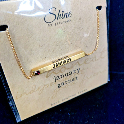 Shine by GiftCraft Brass Birthstone 18'' Necklace W/3 Key Personality Traits ~JAN