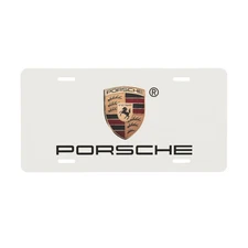 Porsche 12 x 6 inch Car Ivory White Aluminum Front License Plate Cover