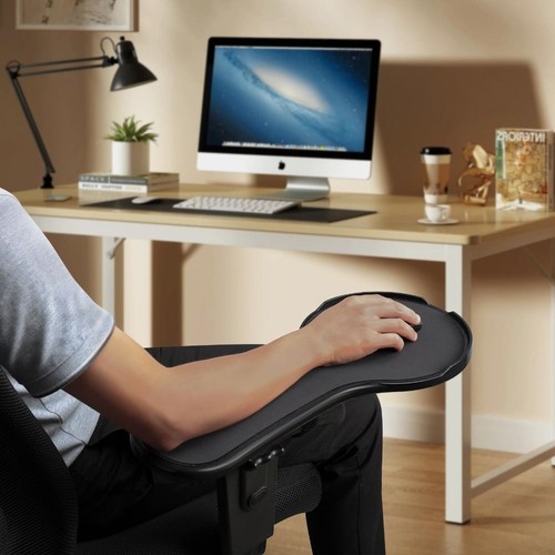 Black Arm Rest Mouse Pad Attaches to Chair Mouse Extension Platform Tray Home - Picture 4 of 8