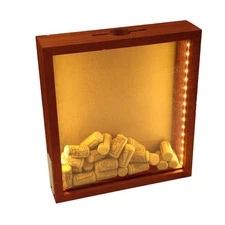 11x12 Shadow Box with Slot Wine Cork Holder Display Case Lights of Tickets