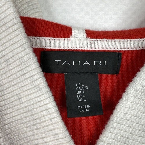 Tahari Women’s Hooded Sweater L Ivory Lined Pullover 3/4 Sleeve Shawl Collar - Picture 7 of 10