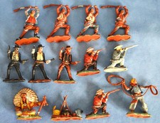 13 Pieces  x 54 mm Britain's Herald American Cowboys, Indian & Fire @ 1950's
