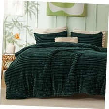 Fluffy Comforter Set - Super Soft Faux Fur Bed Set Emerald, Queen 08 - Emerald