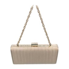 Vintage Lord Taylor Champagne Satin Evening Clutch with A Rhinestone Clasp EUC