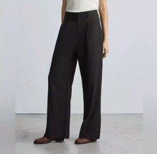 Everlane Way High Drape Black Wide Leg Pleated Trousers Pants Womens Size 0 NEW