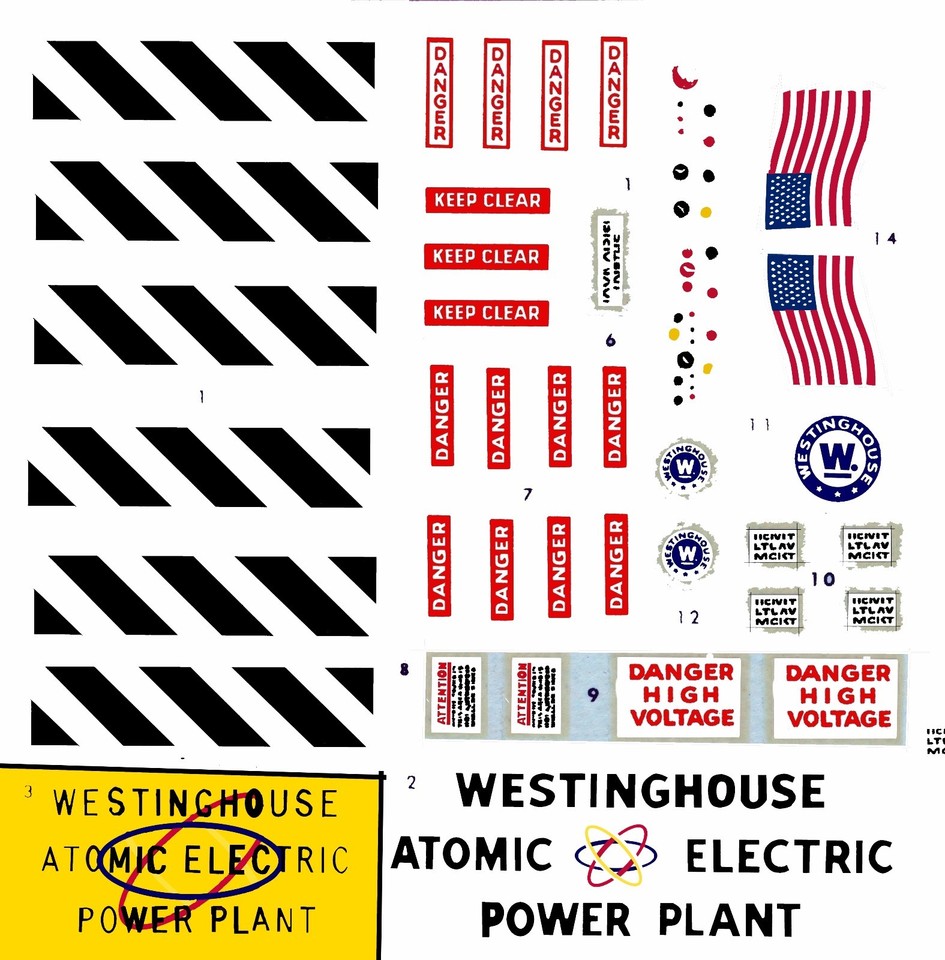 REPRODUCTION DECALS ONLY FOR: REVELL WESTINGHOUSE ATOMIC POWER PLANT | eBay