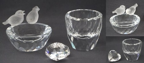 Swarovski Crystal, Austria, baguier, heart, bowl, 3 pcs