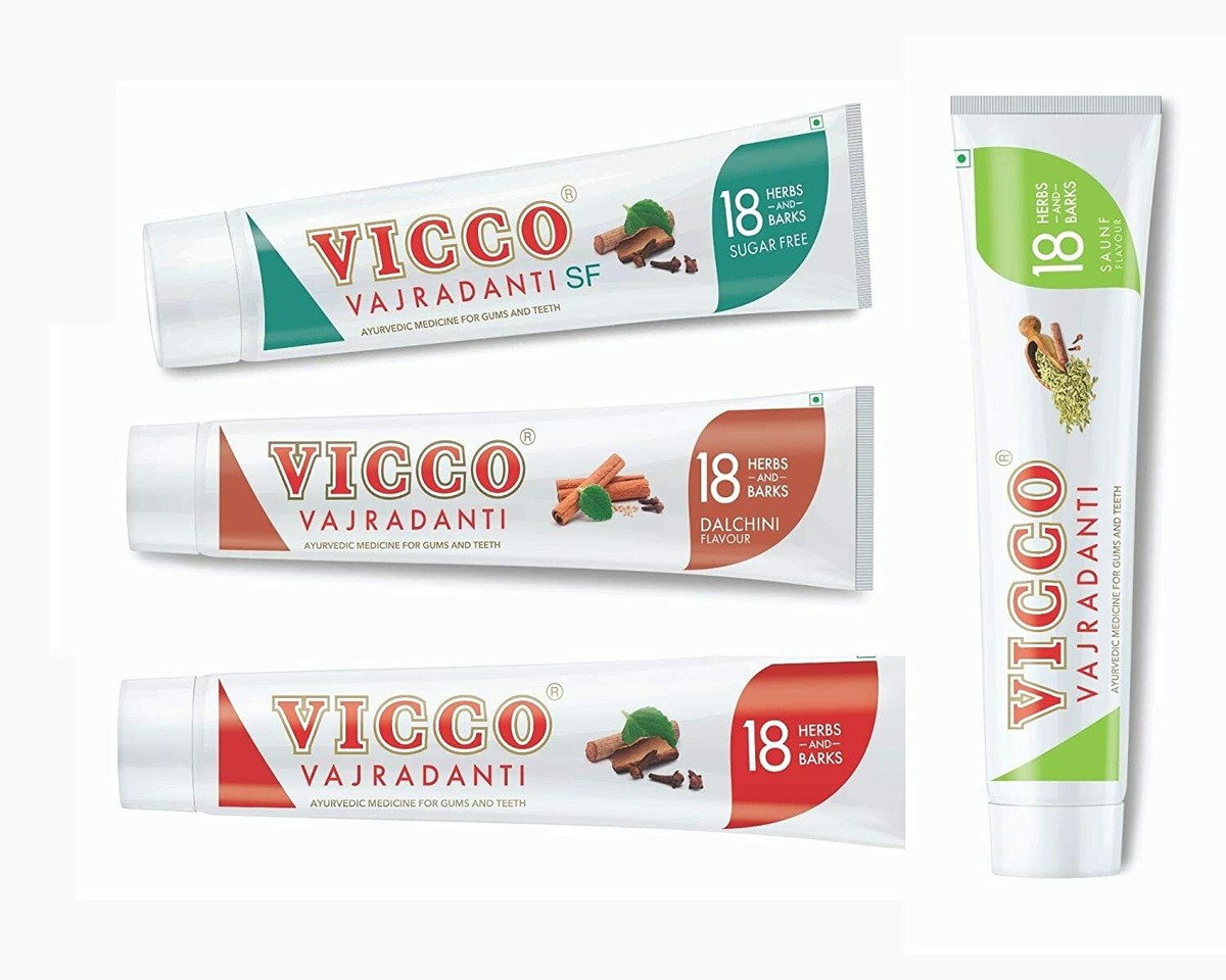 Pasta de dientes Vicco Vajradanti hierbas encías ayurvédicas dientes saunf dalchini SF vegano