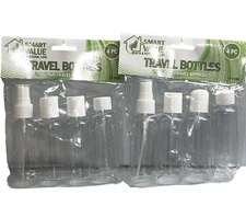 Smart Value Health & Personal Care Travel Bottles Lot Of 2 Sets = 8 Bottles