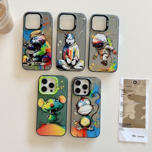 New iPhone 12 13 14 15 phone case 11 cartoon anti drop 13 graffiti phone case - Picture 2 of 24