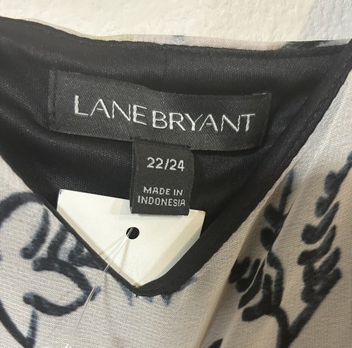 Lane Bryant Maxikleid mit Gürtel Damen 22/24 weiß schwarz Blumen ombre künstlerisch, neu mit Etikett - Bild 4 von 4