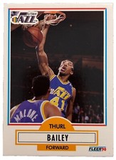Excellent: Vintage 1990-91 FLEER Thurl Bailey Utah Jazz Trading Card