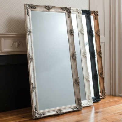 Black French Wall Floor Standing Full Length Mirror Shabby Chic