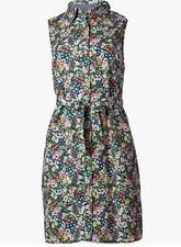 Tommy Hilfiger Womens Sleeveless Ditzy Floral Belted Shirt Dress Pockets Preppy