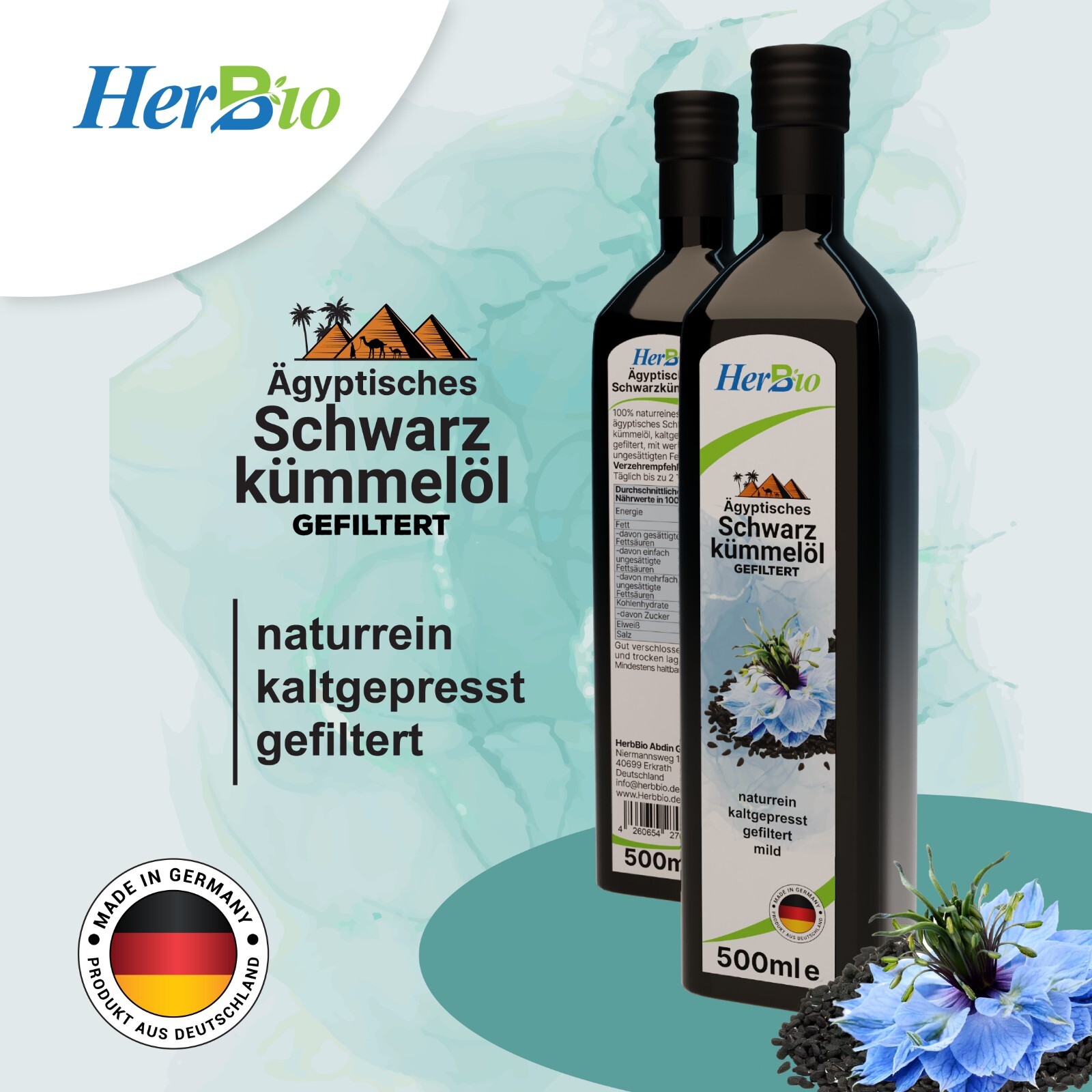 Ägyptisches Schwarzkümmelöl 500ml gefiltert