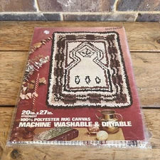 Vintage 1970s Red Heart Latch Hook CANVAS ONLY - Berber #6629 20”x27”