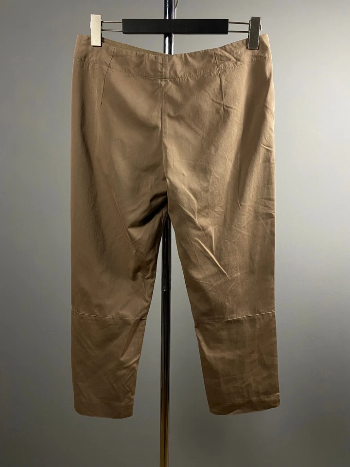Pantalones Anchos Relajados Marni Mujer Beige Marrón Elástico Algodón Seda Talla 42 L Foto 3 de 4