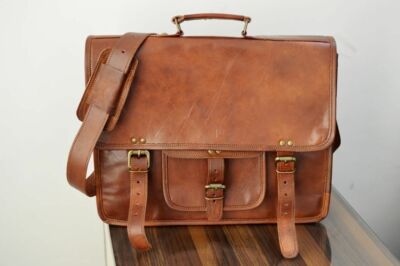 NEW Real genuine leather messenger laptop satchel handmade brown vintage bag