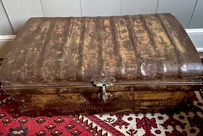 Antique Handcrafted Metal Storage Trunk Box 25 x15 x11 