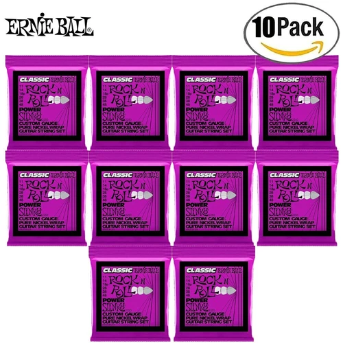 10-PACK Ernie Ball 2250 Power Slinky Classic Rock N Roll Guitar Strings 11-48