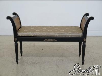 45305ec Regency Style Cane Seat Black Window Bench W Upholstered
