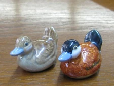 VINTAGE ROSEMEADE DAKOTA POTTERY "MINI" BLUEBILL DUCKS SET