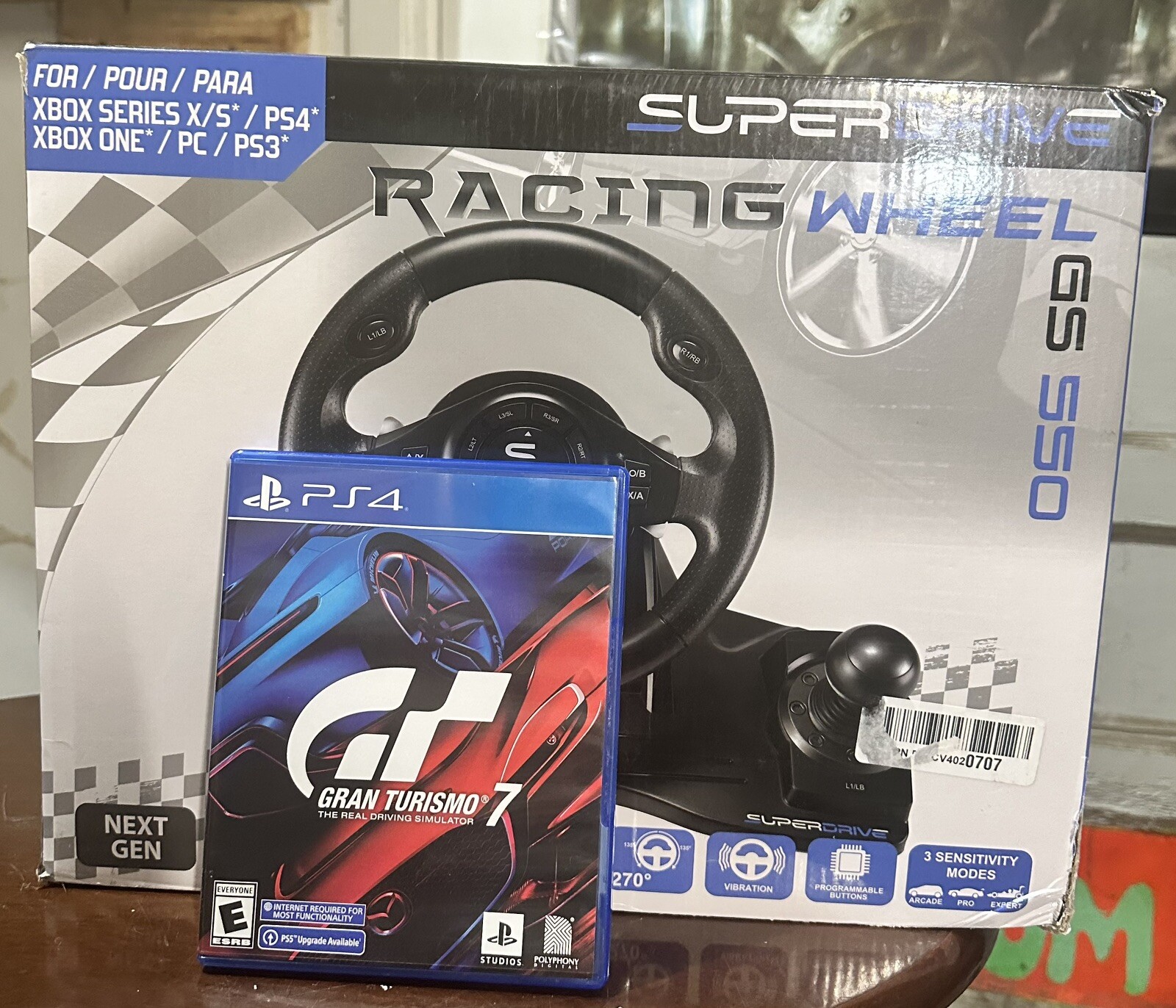 SuperDrive GS550 Steering Wheel Pedals / PS4 Gran Turismo 7 Game Combo