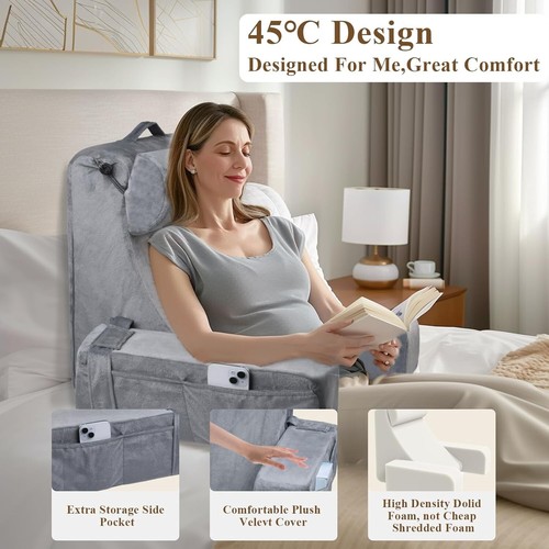 Almohada de lectura espuma viscoelástica descanso cama adulto respaldo sentado soporte de lectura grande - Imagen 20 de 24