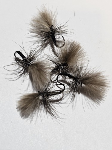Black Grunter Trout Flies Dry Fly Size 10, Barbless. 5 Pack Fly Fishing