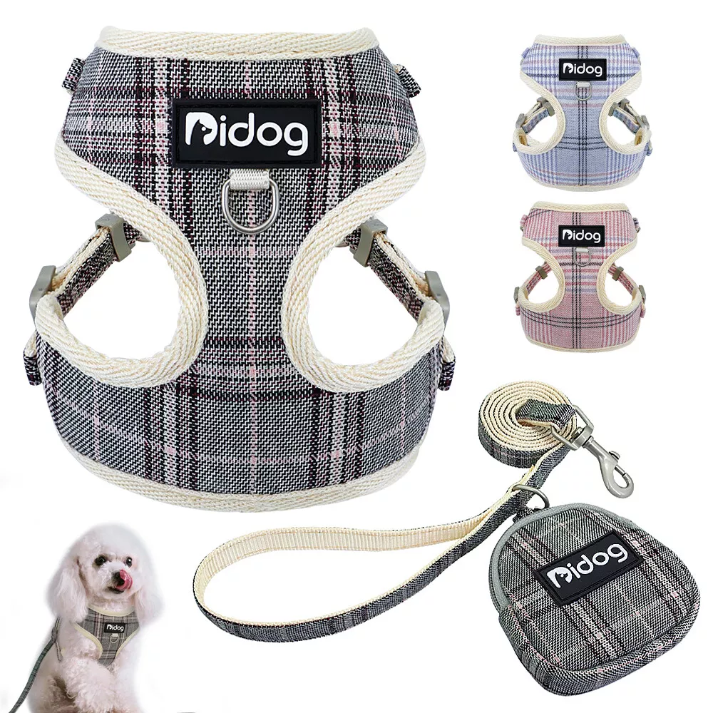 Small Dog Harness Lead Treat Bag Breathable Mesh Walking Vest for Pet Puppy Cat